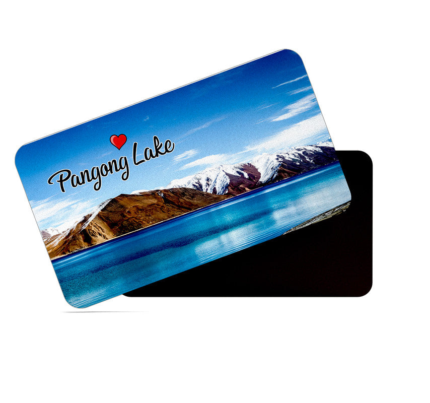 dhcrafts Rectangular Rubber Fridge Magnet / Magnetic Card Multicolor Ladakh Pangong Lake Design Pack of 1 (8.6cm x 5.4cm)